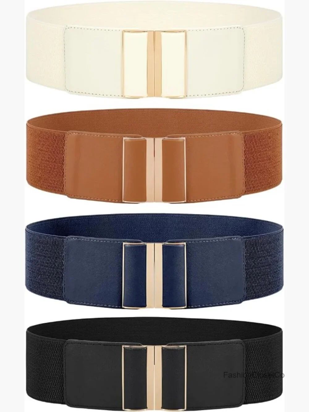 4 Pack Wide Elastic Stretch Waist Belts Interlocking Buckle